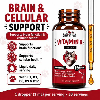Vitamin B for Cats – B Complex Cat Supplement for Energy, Brain Function & Cellular Health, 30 Servings