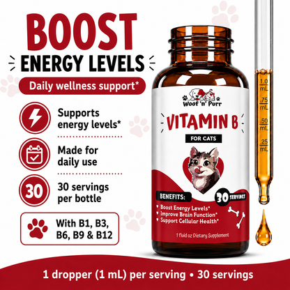 Vitamin B for Cats – B Complex Cat Supplement for Energy, Brain Function & Cellular Health, 30 Servings