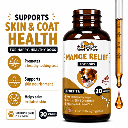 Mange Relief for Dogs – Dog Skin & Coat Support, Anti-Inflammatory Formula, Itch & Irritation Relief, 30 Servings