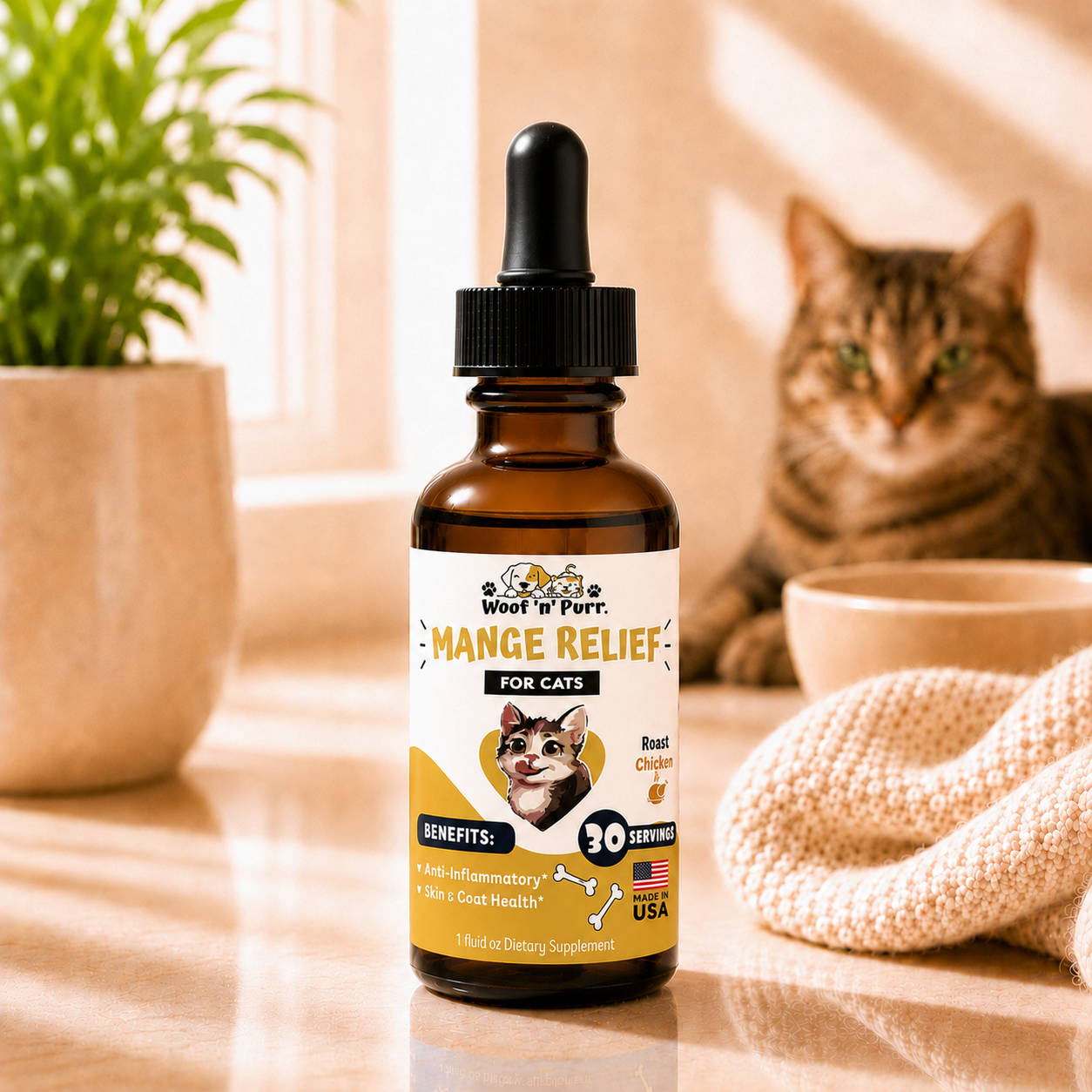 Mange Relief for Cats – Skin & Coat Support | 30 Servings