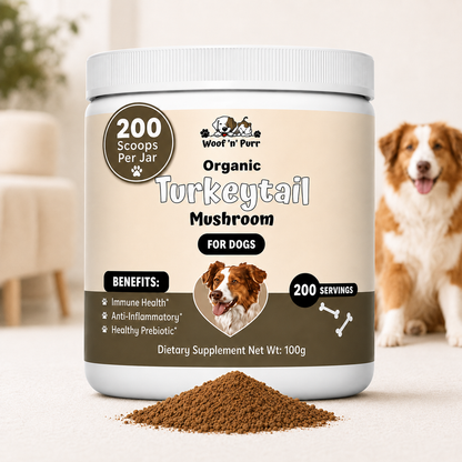 Turkey Tail Mushroom for Dogs – Organic Immune Support | 200 Servings | Woof 'n' Purr